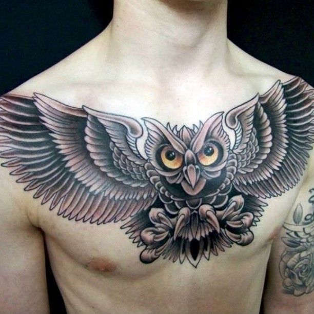 Realistic Owl Tattoo Chest Piece  Center Left Tattoo Studio  YouTube