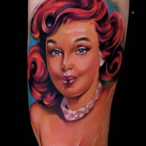 Tattoo by #MikeDeMasi #color #portrait #woman