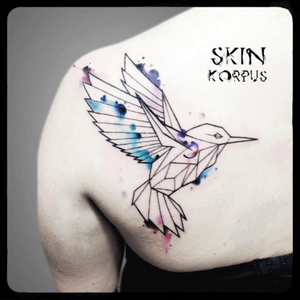 #geometric #watercolor #watercolortattoo #hummingbird #hummingbirdtattoo #animal made  @  #absolutink by #skinkorpus #watercolorartist #tattooartist