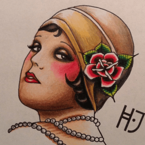 Design i made last week and would love for myself one day #ladyhead #flappergirl #neotraditional 