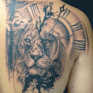 Lion tattoo ravaged by time #lion #time 