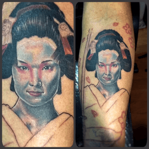 Geysha first session...#tattoo #tatuaje #geisha #ink #color #realism #electricink #cheyennethunder