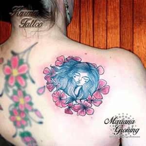 Girl with flowers #tattoo #watercolortattoo #girltattoo #flower #flowers #marianagroning #karmatattoo #cdmx #MexicoCity 
