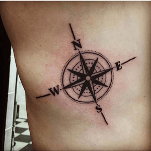 Compass rose. Done at Twin Moon Tattoos in Bellerose, NY. 