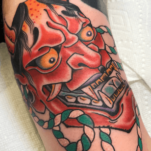 Hannya for Zac. Done at @capturedtattoo. For appointments email. Beau@capturedtattoo.com 