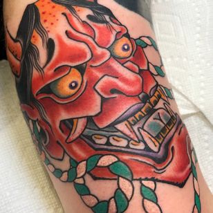 Hannya por Zac.  Hecho en @capturedtattoo.  Para citas por correo electrónico.  Beau@capturedtattoo.com 