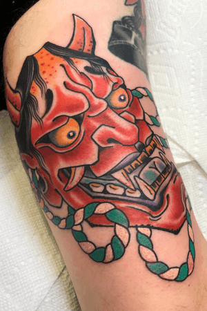 Hannya for Zac. Done at @capturedtattoo. For appointments email. Beau@capturedtattoo.com 