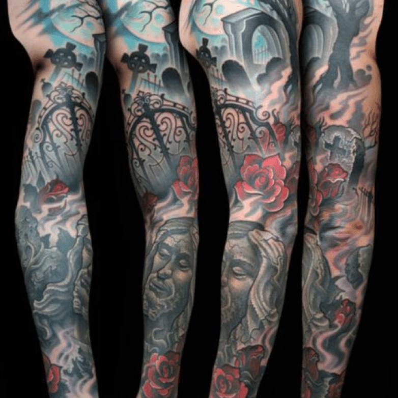 Haunting Sleeve with Crow Owl Lantern  Face