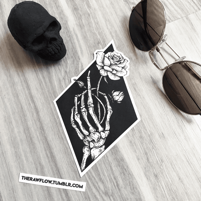 skeleton hand drawing on hand tumblr