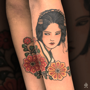 iditch@hotmail.fr #iditch #tattoo #mojitotattoo #toulouse #traditionaltattoo #geisha #flowers #japanese