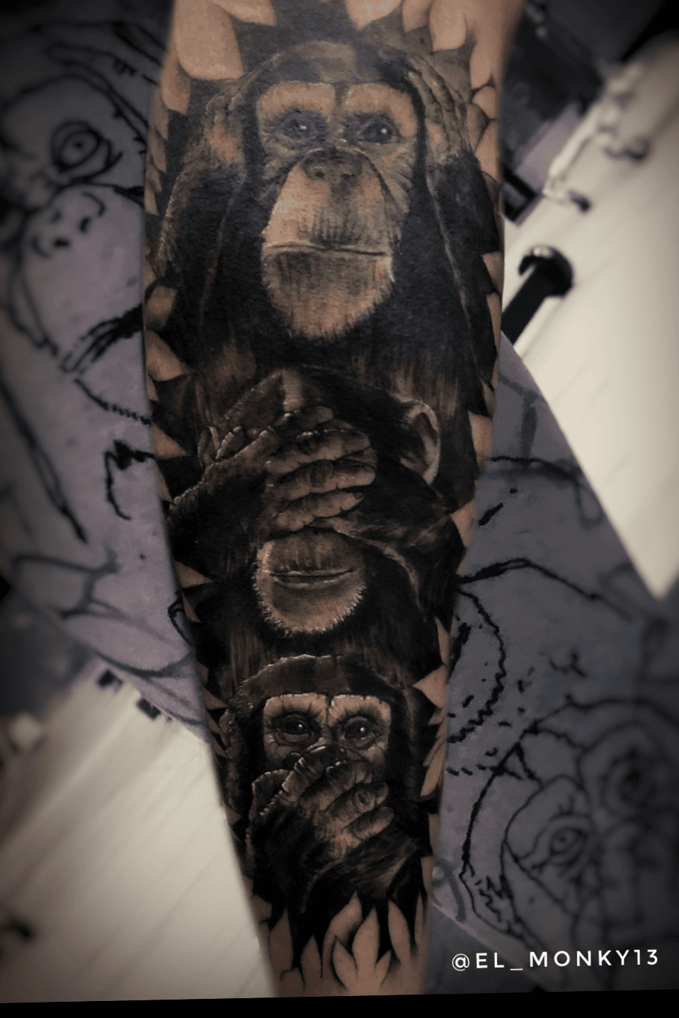 Tattoo uploaded by El Mono • 3 monkeys • Tattoodo