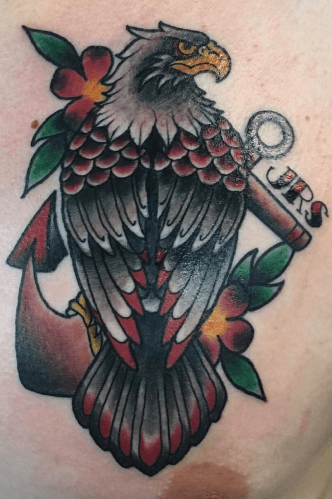 Tattoo uploaded by jakeskrine • Traditional eagle pearched on a sailor  jerry anchor #sailor #eagle #anchor #jrs #tradional • Tattoodo
