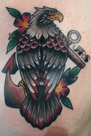 Traditional eagle pearched on a sailor jerry anchor #sailor #eagle #anchor #jrs #tradional 