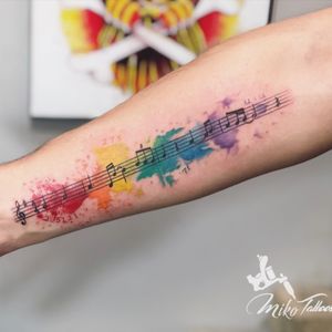 Musical with watercolor. #watercolortattoo #musicaltattoo #musicalnote #musicalsymbols 