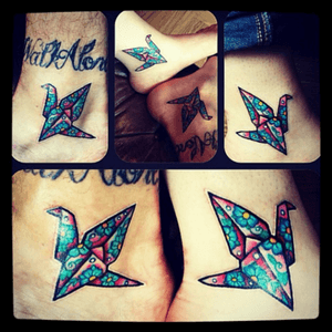 Matching Origami Krane tattoo with my sister. ✌🏼️ #Origami #Krane #matchingink 