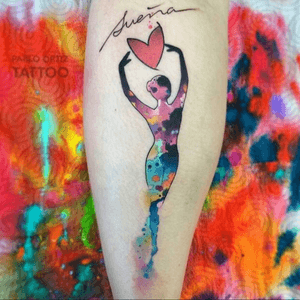 #watercolor #ballerina #heart #dancing #PabloOritz @pablo_oritz_tattoo #welove 