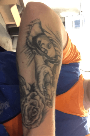 Maria tattoo fore arm roses pidgeon