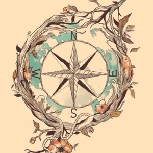 Wanted to do it on my thight #rosedesvents #compassrose #earth #bird #flowers #branches #artwork 