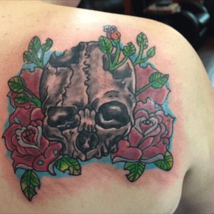 Skull and rose tattoo i did last week. 
