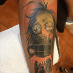 gas mask tattoo reslisted in two sessions #bishopmagi #eternalink #Nicaraguatattoo #JulioBlandontattooartist