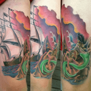 #ship #mermaid #thighpiece #colour #sunset 