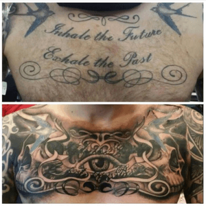 Chest cover up courtesy of @tomclewes @lewispointtatoo #skull #coverup #skull #eye 