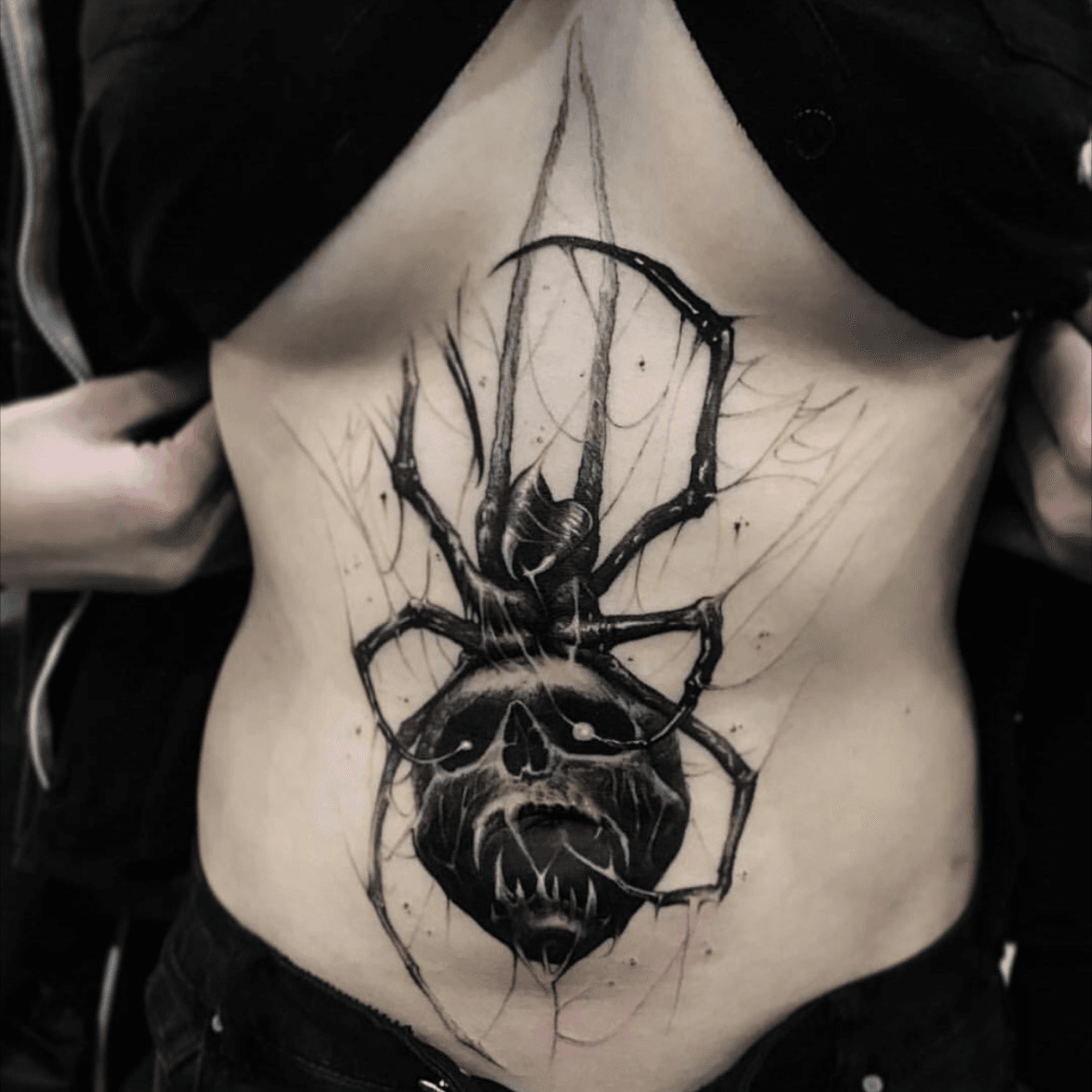 Coraline inspired sternum spider up for grabs Give me a message to book  in spider spidertattoo sternum st  Web tattoo Spider web tattoo  Dragon tattoo art