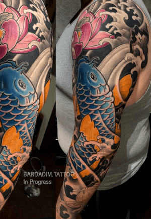 Japanese sleeve. Koi and lotus japanese tattoo