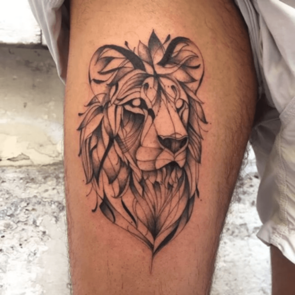 Tattoo Uploaded By William • Lencrerie Favry Lion Paris Lencrerie Favry Leg Man