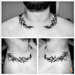 Nº326 #tattoo #tatuaje #ink #inked #wreath #wreathtattoo #leafs #floral #ornament #collar #blackwork #blacktattoo #eternalink #cheyennetattooequipment #hawkpen #bylazlodasilva