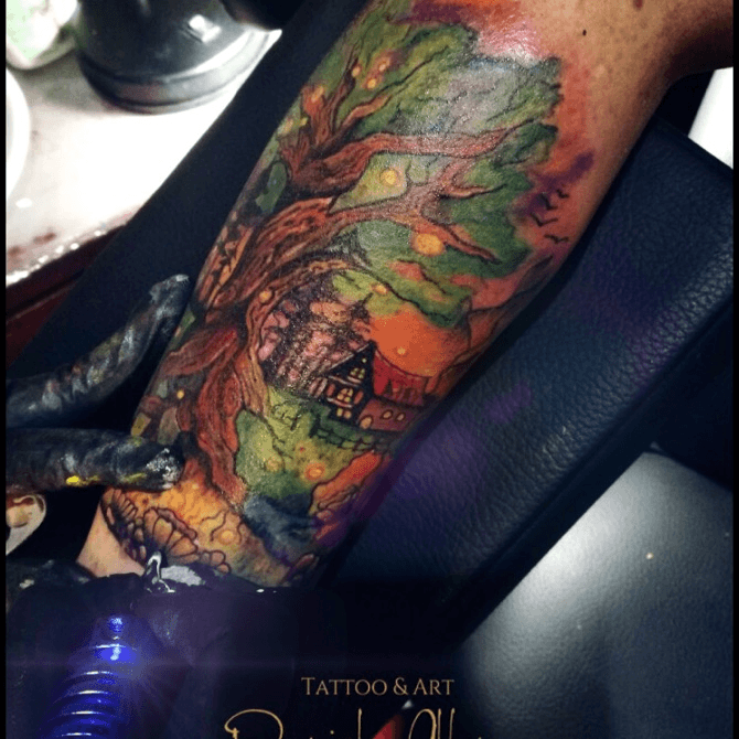 Magic Forest lower leg sleeve by  Green Fox Tattoo  Facebook
