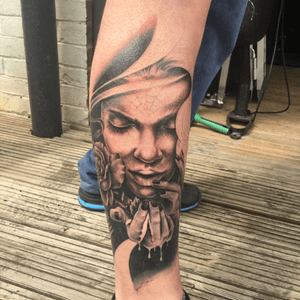 This is a leg piece i have had started black and grey one more sitting left 