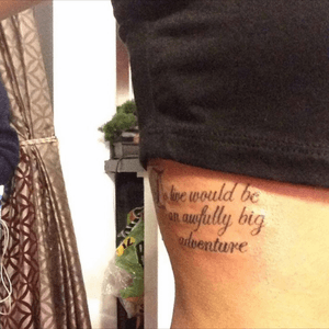 My first Tattoo i got back in 2014. Peter pan quote on my rib cage #PeterPan #PeterPanTattoo #peterpanquote #disney #disneytattoo #disneytattoos #disneytats #disneypeterpan