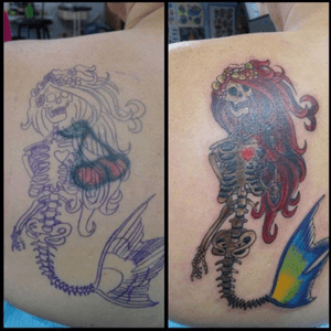 Close up of Margret. Before and after.
