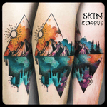 #watercolor #watercolortattoo #watercolortattoos #watercolour #landscape #mountains #city made @ #absolutink by #watercolortattooartist #watercolorartist #skinkorpus 