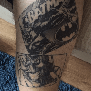 Favourite tattoo! #batman #joker #blackandgrey #thigh #dccomics #dcuniverse