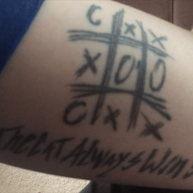 Tattoo uploaded by . • Tic-tac toe tat in honor of my friend that passed  away. #gonebutnotforgotten #thecatalwayswins #oldtatts • Tattoodo