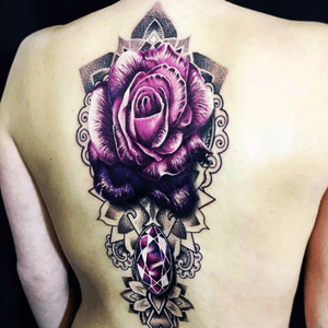 By Ryan Smith #flowers #rose #purple #mandala #dotwork 
