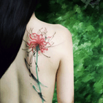 Mahakala Tattoo 大黑天, artist: Shi Lei, Xi'an China. #china #spiderlily #flower 