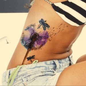 Water colour dandelion tattoo #hip #ribs #watercolour #insects #prettycool 