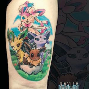 Love my Pokémon leg piece! It was done my Kayley at Northside Tattooz. :)
