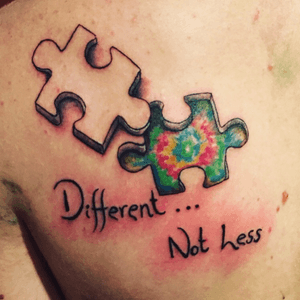 My first tattoo done by my cousin Jake Stanford about a year ago! #autismawareness 