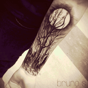 Tattooideas #dreamtattoo #forest #hiking #brunosantos #ink #forearm 