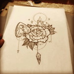 Love this one #planchet #rose #rosetattoo #tattooidea #candle #linework #neotraditional #crystals #art #tattooart 