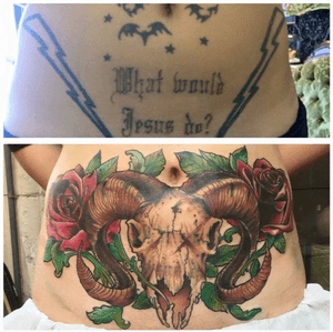 Before and after #coverup #goat #skull 