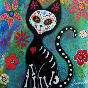 I want a whimsical sugar skull cat so badly!