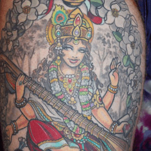Saraswati hindu goddess done by Salem 