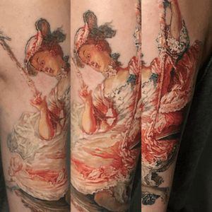 Healed work. Based on 18th centuary oil painter Jean Honore Fragonards's "The Swing" painting 