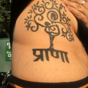 Tattoo done by Kristina at The Golden Owl in Napa, CA #treeoflife #yoga #dancerpose #breathe #sanskit 