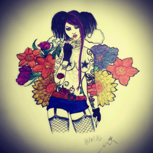 New sketch by me. #ink #sketch #girl #flowers #smoke #tattoo #rosetattoo 🌹🤘🏻